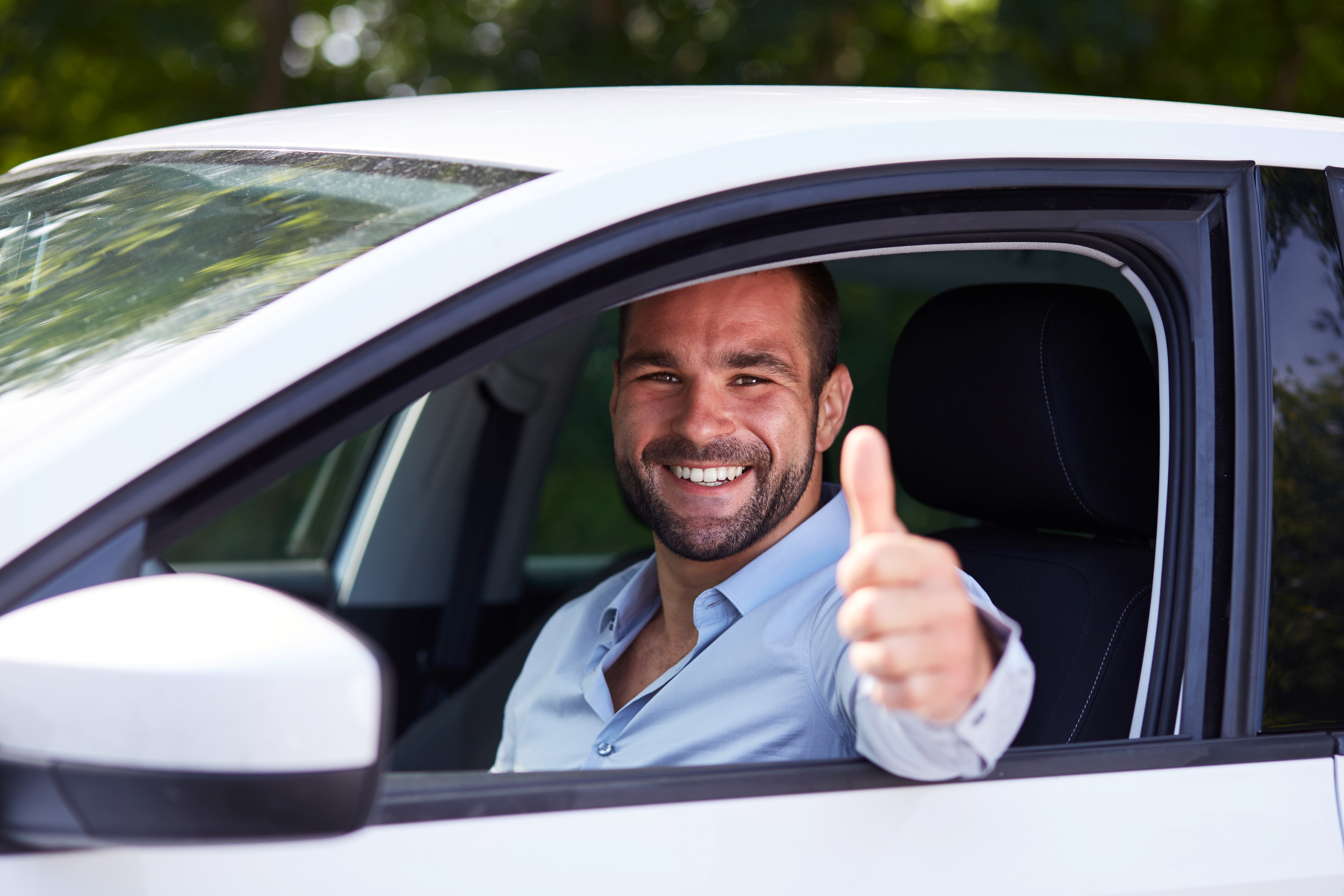 Happy Customer at a Car Wash